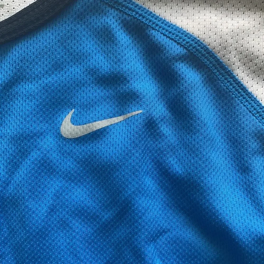 Nike Dri-Fit Racerback Tank Top Blue &‎ White Size Large Athletic Workout